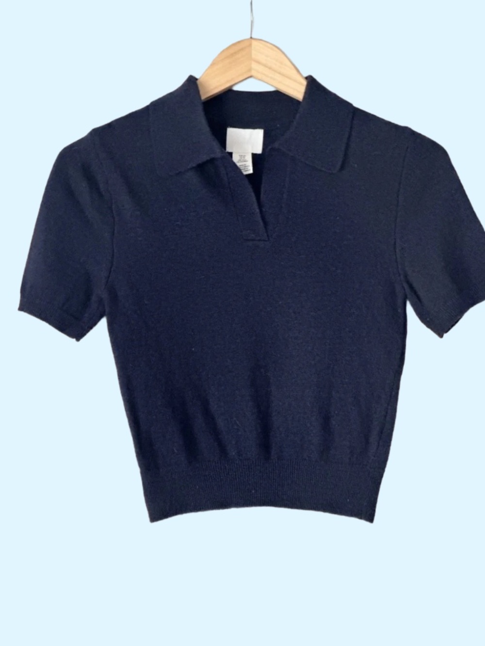 Very Sweet Cropped Polo Sweater in Navy.